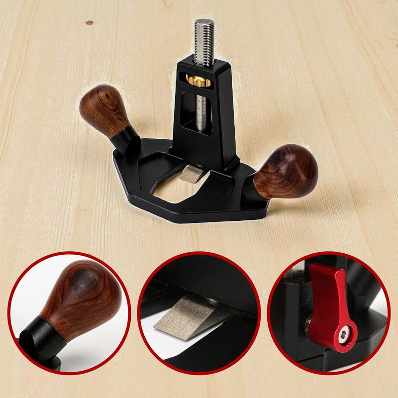 KH866 Router Plane Handheld Woodworking Tool, Quick Adjust with Depth Stop for Tuning Joinery Cutting Dados Grooves Mortise, Mini Bench Planer Flat Bottom Edged, Portable DIY Woodcraft for Surface Smoothing - Image 4